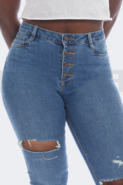 Super Curvy Button Jeans Very BadGirl - Bleu Medium