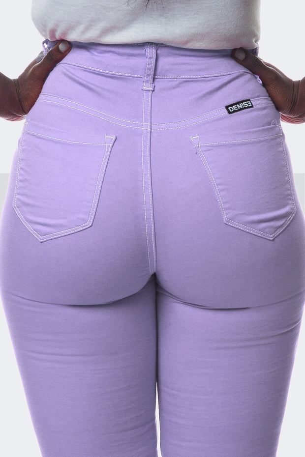 Super Stretchy Jeans Taille Haute - Lilas