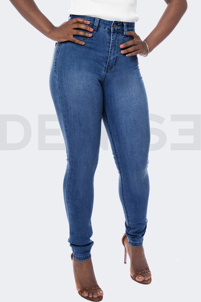 Super Stretchy Jeans Taille Haute - Bleu Medium