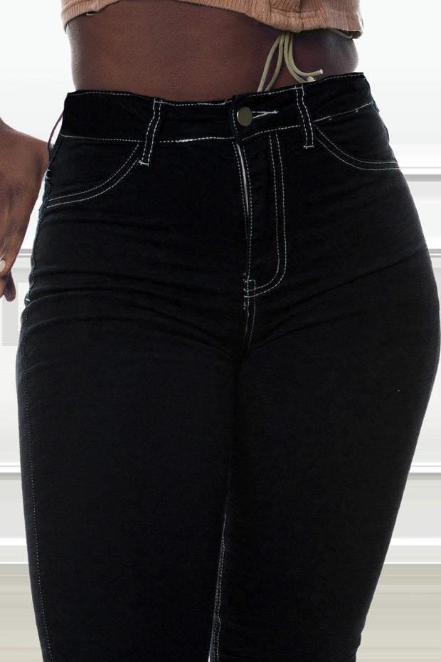 Super Stretchy Jeans BadGirl - Noir Surpiqué