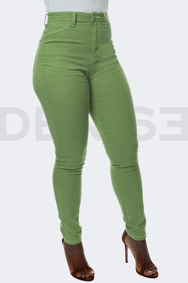 Super Stretchy Jeans Taille Haute - Vert Pistache
