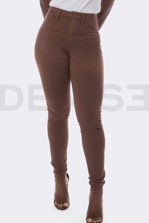 Super Stretchy Jeans Taille Haute - Chocolat