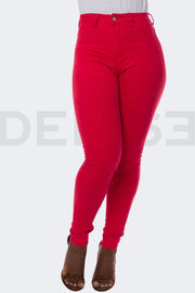Super Comfy Jeans Taille Haute - Rouge