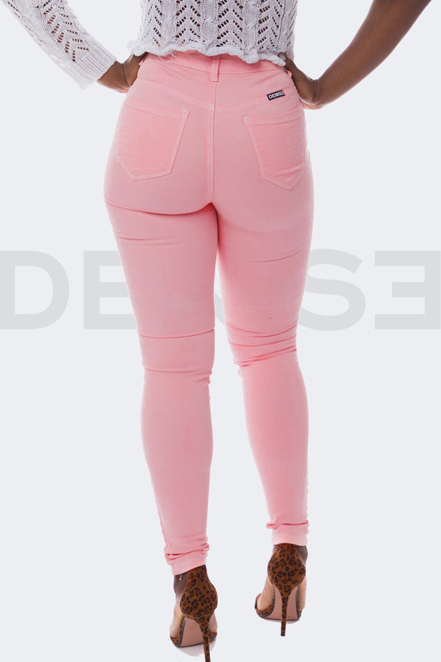 Super Stretchy Jeans Taille Haute - Rose